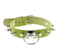 WEITING Punk-Halsband, grüne Gothic-Halskette, trendig, vegan, Ledergürtel, Chocker-Zubehör, Harajuku, Gothic-Schmuck, Halloween-P018 Grün