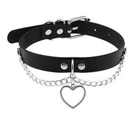 WEITING Punk-Herz-Choker-Halskette für Damen und Mädchen, Gothic-Kette, ästhetisch, Gothic-Halsband, Modeschmuck, schwarz