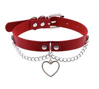 WEITING Punk-Herz-Choker-Halskette für Damen und Mädchen, Gothic-Kette, Chocker, ästhetisch, Gothic-Halsband, Modeschmuck, rot