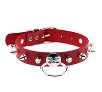 WEITING Rotes Leder-Halsband mit Spikes, Punk-Halsband für Damen und Herren, Nieten, Gothic-Schmuck, Metall, Gothic-Emo-Zubehör, P018 rot