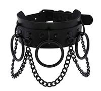 WEITING Schwarz Sexy Trendy Rock Gothic Halsband Halsketten Schmuck Gothic Leder Nieten Harajuku Punk Choker Halskette für Frauen Geschenk - schwarz