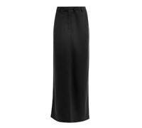 WEITING Schwarzer Langer Rock aus Baumwollseide für Damen, Herbst, Schlitz, hohe Taille, eleganter drapierter Pendlerrock-Schwarz-S