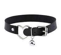 WEITING Schwarzes Herz-Choker-Halsband, Vintage-Stil, Gothic-Punk-Leder, niedliches Halsband für Mädchen, modischer Halsschmuck, Schwarz