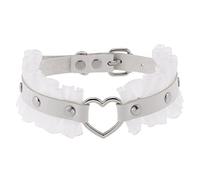 WEITING Sexy Spitzen-Halsband für Damen und Herren, kurze Chocker-Halskette, Gothic-Schmuck, Metall, Gothic-Emo-Zubehör, Weiß