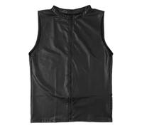 WEITING Übergröße Herren Sexy Weiches Leder Ärmelloses Hemd Shaping Casual Oberbekleidung Herren Glänzend Matt Lackleder Cropped Tank Top Weiches Leder, XXXL