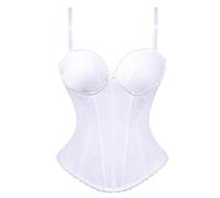 WEITING Verstellbare Träger Damen Dessous Baumwollkorsett mit Schwamm Halbschale Push Up Mieder kleine Brust Design Bustiers Tops-Weiß, L