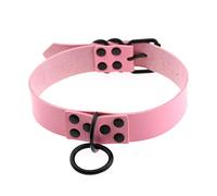 WEITING Vintage Punk Pink PU Leder schwarze Kette Halskette für Damen Harajuku Gothic Choker Halsband Statement Halskette Herren Schmuck rosa schwarz