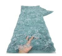 WEITINGKKK Spitze mit Blumenstickerei, 5 Meter mehrfarbiger Blumen- und Perlen-Spitzen-Mesh-Stoff for Hochzeitskleid, Bühnenkostüm, Nähen(Green)