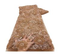 WEITINGKKK Spitze mit Blumenstickerei, 5 Meter mehrfarbiger Blumen- und Perlen-Spitzen-Mesh-Stoff for Hochzeitskleid, Bühnenkostüm, Nähen(Brown)