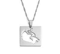 WEJUN Karte Anhänger Halskette - Kanada Karte Hip Hop Halsketten Für Frauen Männer Mode Schmuck Landkarten Kanadischer Charme Kette Souvenirs,Weiß,60Cm