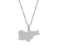 WEJUN Karte Anhänger Halskette - Slowenien Karte Stadt Name Anhänger Halsketten Für Frauen Karten Slovenija Ethnische Schmuck Geschenke Paare Halskette,Weiß,60Cm