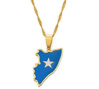 WEJUN Karte Anhänger Halskette - Somalia City Name Kreative Paare Halsketten Für Frauen Männer Ethnische Hip Hop Schmuck Accessoires Geschenk,Gelb,45Cm