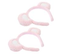 WEKADRIN 2 Stück Bärenohr Haarbänder Flauschig Weiches Plüsch Stirnband für Frauen Mädchen Cosplay Party Makeup Gesichtwäsche