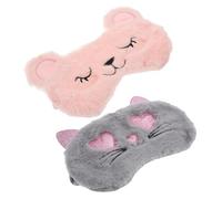 WEKADRIN 2 Stück Plüsch Schlafmaske mit Niedlichen Cartoon tieren Weiche Augenbedeckung zum Verdunkeln Atmungsaktiv und Bequem für Erholsamen Schlaf Geschenk für Familie und Freunde