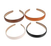 WEKADRIN 4 Stück Pu Leder Stirnbänder Breit Vintage Stil Damen Haarreifen Gesicht Waschen Haar Accessoires Für Alltag Sport