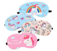 WEKADRIN 4 Stück Teiliges Kreative Einhorn schlafmasken Hautfreundlich Lichtundurchlässig Atmungsaktiv für Reisen Mittagspause und Entspanntes Schlafen Buntes Cartoon design Dunkelblau