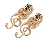 WEKAMOS 2 Stück Musiknoten Broschen mit Mikrofon Goldfarbene Anstecknadeln für Musikliebhaber Modische Anstecker für Männer und Frauen Schmuck Accessoires für Jacken Hemden Schals Taschen