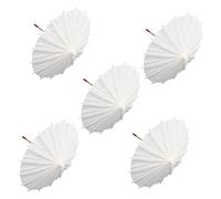WEKAMOS 5 Stück Papierregenschirme 20cm Weiß und Papier Selbstgemacht Bastelset für Kindergarten Kunst Handbemalbar für Graffiti Hochzeits und Partydekoration