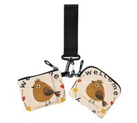 Welcome Home Cute Cartoon Bird Damen Dual Wallet Visitenkartenetuis Kleine Abnehmbare Kreditkarten-Etui mit Schlüsselanhänger für Frauen 2 Packungen, Welcome Home Niedlicher Cartoon-Vogel, 1 size