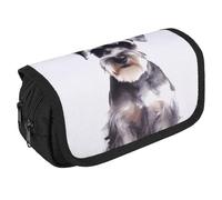 Well-Behaved Schnauzer-Federmäppchen, Organizer, großes Fassungsvermögen, niedliches Stifteetui mit 3 Fächern, Bürobedarf, großes Federmäppchen mit Reißverschluss, Stoffstifttasche für Erwachsene