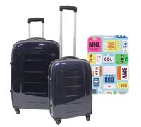 WELL HOME MOBILIARIO & DECORACIÓN Set mit 2 Trolleys mit Schutzhülle 'City Plates', bunt, Koffer mit 4 Rädern und Schutzhülle