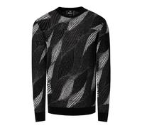 Wellen-Design Feinstrick Rundhals-Pullover S