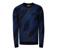 Wellen-Design Feinstrick Rundhals-Pullover S