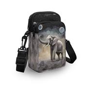 WELLFLYHOM Handy-Geldbörse für Damen, Umhängetasche, Segeltuch, Kuriertasche, Reisebrieftasche, Elefant, Einheitsgröße