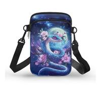 WELLFLYHOM Handy-Geldbörse für Damen, Umhängetasche, Segeltuch, Kuriertasche, Reisebrieftasche, Snake Moon Flower, Einheitsgröße