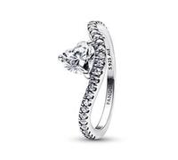 Welliger Herzring für Damen, 925er Silber, Zirkonia