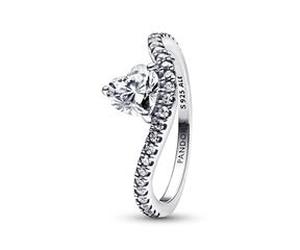 Welliger Herzring für Damen, 925er Silber, Zirkonia