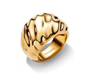 Welliger Statement Ring für Damen, IP Gold, Essence