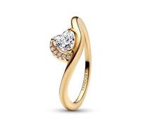 Welliges Herz Damenring Timeless, IP Gold, Zirkonia
