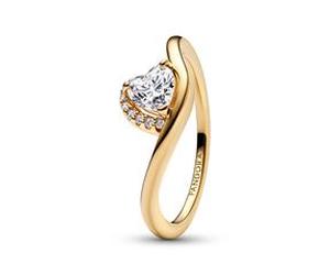 Welliges Herz Damenring Timeless, IP Gold, Zirkonia