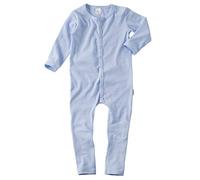 wellyou, Schlafanzug, Pyjama für Jungen und Mädchen, Einteiler langarm, Baby Kinder, hell-blau weiß gestreift, geringelt, Feinripp 100% Baumwolle, Größe:56 - 62 Blau