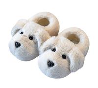 Welpen Hausschuhe Baumwolle Kinder Winter Pantoffeln Herren Damen Plüsch Wärme Kuschelige Bequeme Home Slippers (1-G-Weiß, 25 Toddler)