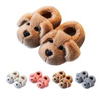 Welpen Hausschuhe Baumwolle Kinder Winter Pantoffeln Herren Damen Plüsch Wärme Kuschelige Bequeme Home Slippers (1-G-Khaki, 30 Little Child)