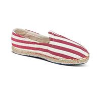 weltenmann Corralejo - Farbige breit gestreifte Slip-on Espadrilles aus Baumwolle mit Schuhbeutel, Pomegranate, 44, Handmade in Spain