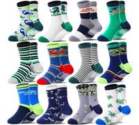 Welwoos Stoppersocken Kinder Baby Jungen Antirutschsocken Kinder Anti Rutsch Rutschfeste Lustige Geschenk Baumwolle Socken Kinder Jungen 12 Paare(Dinosaurier,26-30)