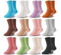 Welwoos Stoppersocken Kinder Baby Mädchen Lustige Socken Antirutschsocken Kinder Anti Rutsch Rutschfeste Geschenk Baumwolle Socken für Kinder Mädchen Kleinkind 12 Paare(Reine Farbe,19-22)