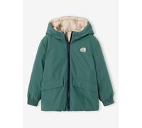 Wendbare Jungen Jacke mit Kapuze & Polyester salbeigrün Gr. 158/164 von Vertbaudet