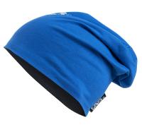 Wende Beanie, Mütze, Sportmütze mit reflektierendem Druck blau-silber