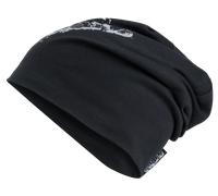 Wende Beanie, Mütze, Sportmütze mit reflektierendem Druck schwarz-silber