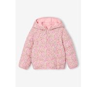 Wende-Steppjacke Mädchen, warm & leicht, Recycling.Polyester, Übergangsjacke rosa/blumen Gr. 122 von vertbaudet