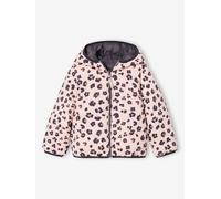 Wende-Steppjacke Mädchen, warm & leicht, Recyclingmaterial grau/rosa leo Gr. 110 von vertbaudet