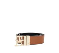 Wendegürtel TOMMY HILFIGER "TH LOGO REV PEBBLE", Damen, Gr. 85, braun (schwarz, cognac), Obermaterial: 100% Rindsleder, Gürtel (72834609-85) schwarz, cognac