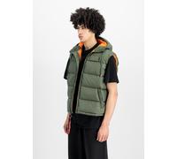 Wendejacke ALPHA INDUSTRIES "Hooded Puffer Vest FD", Herren, Gr. M, grün (sage, grün), Obermaterial: 100% Polyester. Futter: 100% Polyester. Füllung: 100% Polyester, Jacken (94034446-M) sage, grün