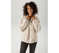 Wendejacke ANISTON CASUAL, Damen, Gr. 44, wollweiß, Plüsch, Obermaterial: 100% Polyester. Futter: 100% Polyester, unifarben, lässig geschnitten hüftlang, angesetztes Bündchen, Jacken, aus kuscheligem 