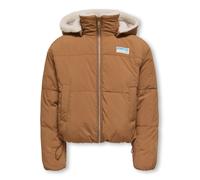 Steppjacke KIDS ONLY "KOGMARIA REVERSIBLE PUFFER JACKET OTW", Mädchen, Gr. 152, braun (toasted coconut), Web, Steppware, Plüsch, Obermaterial: 100% Polyamid, unifarben, modisch, hüftlang, Langarm, Jac