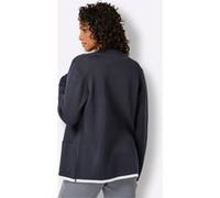 Jacquardstrickjacke CREATION L PREMIUM, Damen, Gr. 36, marine, weiß, 45% Baumwolle, 45% Modal, 10% Polyamid, unifarben, Strickjacken (56210428-36) marine, weiß